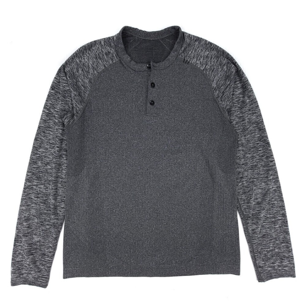 LULULEMON Metal Vent Tech Henley Long Sleeve Shirt Heathered Gray Mens Small